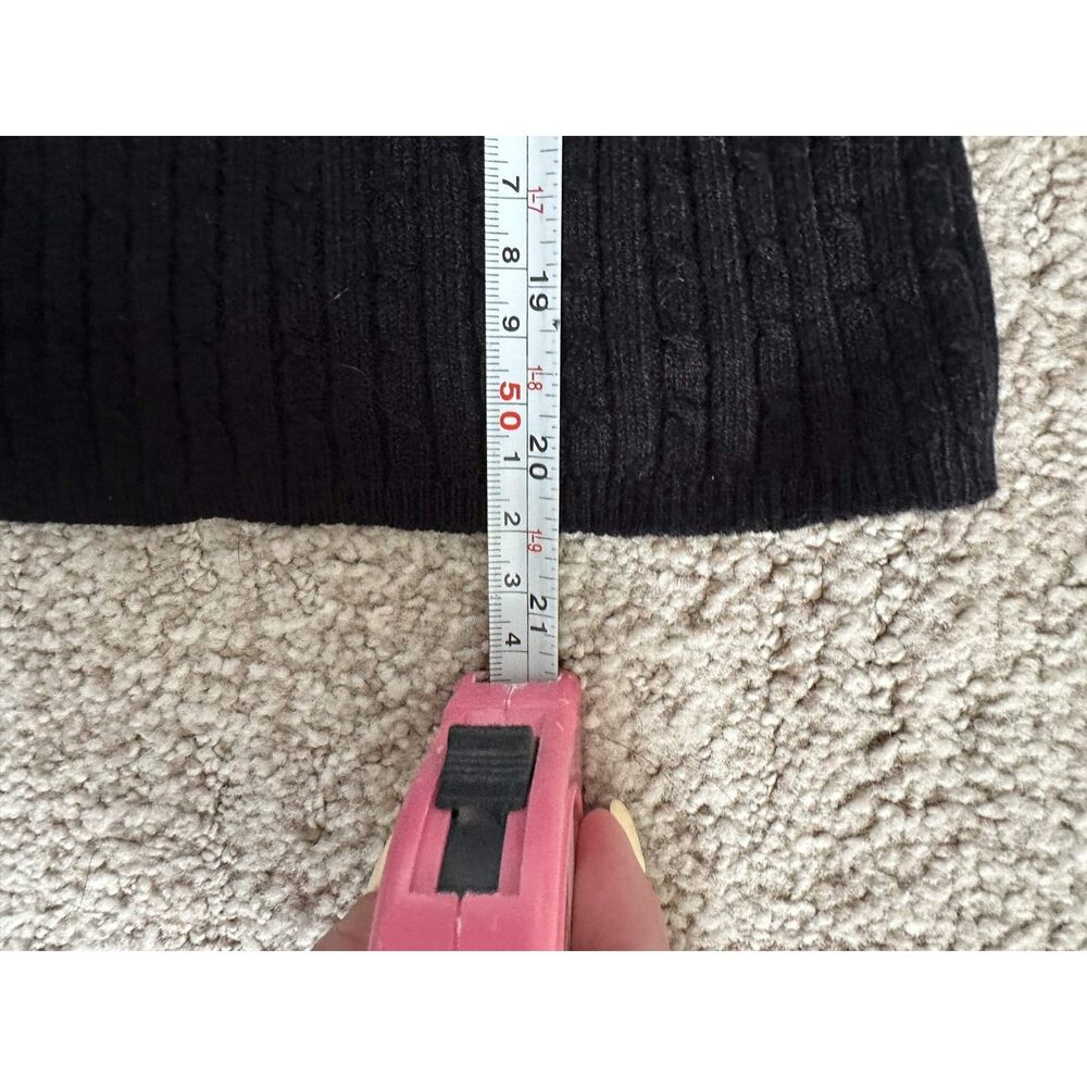 Love Tree Black Mock Neck Cable Knit Sweater Top Button Cuff Detail Size S - Picture 5 of 8